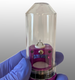 Figure 17. Cathode secured to base in transport container for safe storage and shipping. 