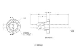 Feedthrough, 0.95"CF, 2-Pin, Drawing